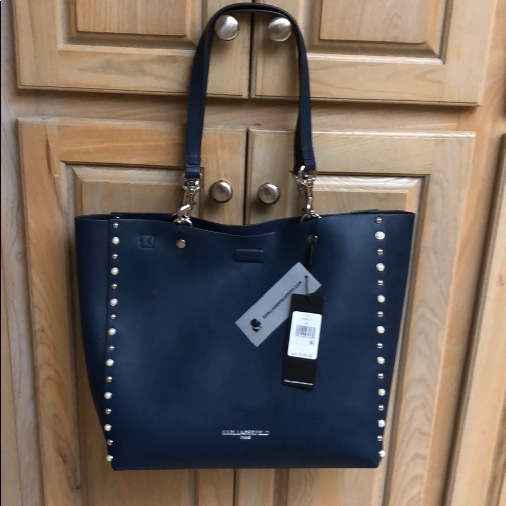 Karl Lagerfeld dark blue Reversible shoulder bag.